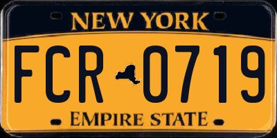 NY license plate FCR0719
