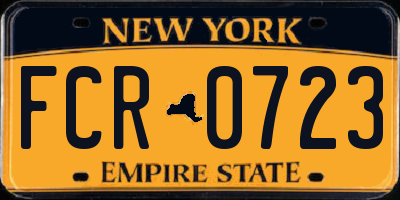 NY license plate FCR0723