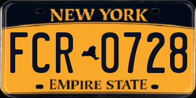 NY license plate FCR0728