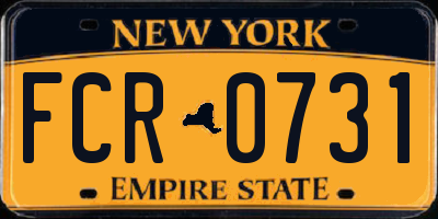 NY license plate FCR0731