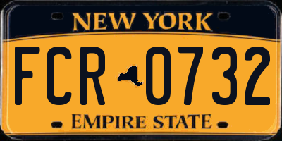NY license plate FCR0732