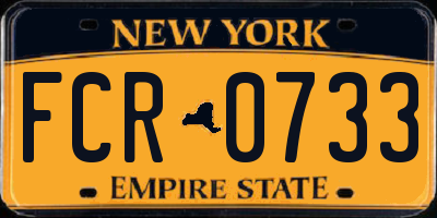 NY license plate FCR0733