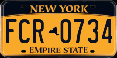 NY license plate FCR0734