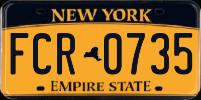 NY license plate FCR0735
