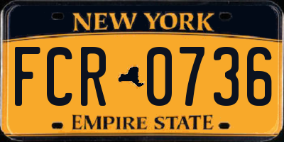 NY license plate FCR0736