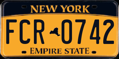 NY license plate FCR0742