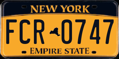 NY license plate FCR0747