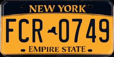 NY license plate FCR0749