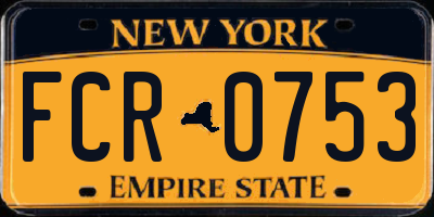 NY license plate FCR0753