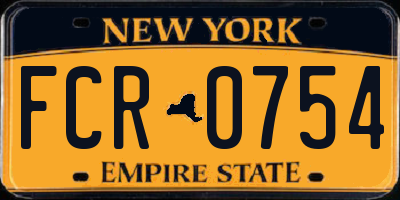 NY license plate FCR0754