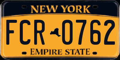NY license plate FCR0762