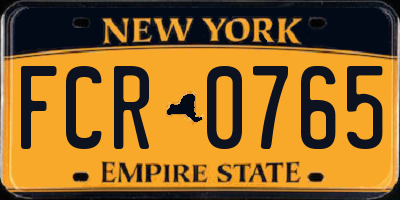 NY license plate FCR0765