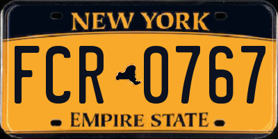 NY license plate FCR0767