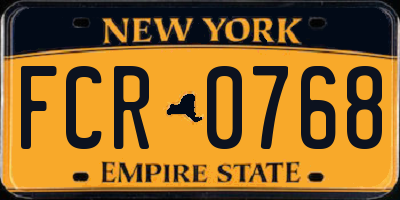 NY license plate FCR0768