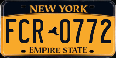 NY license plate FCR0772