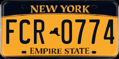 NY license plate FCR0774
