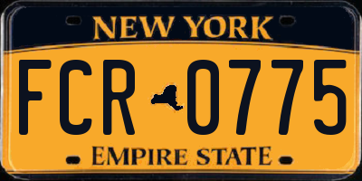 NY license plate FCR0775