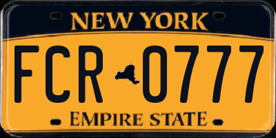 NY license plate FCR0777