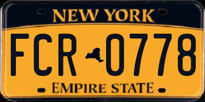 NY license plate FCR0778