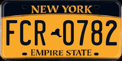 NY license plate FCR0782