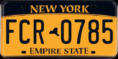 NY license plate FCR0785