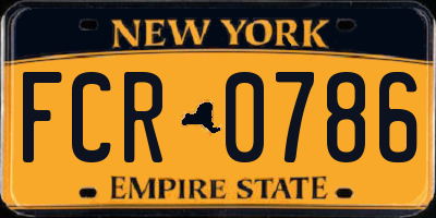 NY license plate FCR0786