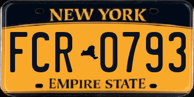 NY license plate FCR0793