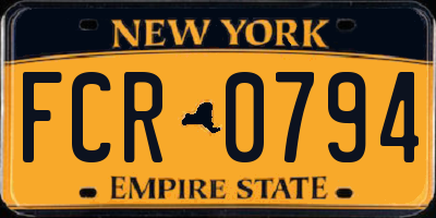 NY license plate FCR0794