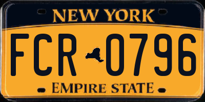 NY license plate FCR0796
