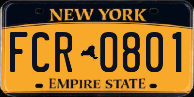 NY license plate FCR0801