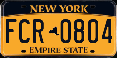 NY license plate FCR0804