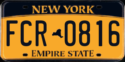 NY license plate FCR0816