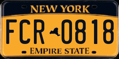 NY license plate FCR0818
