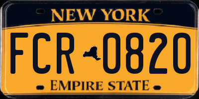 NY license plate FCR0820