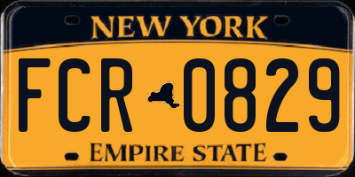 NY license plate FCR0829