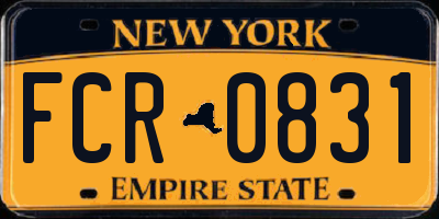 NY license plate FCR0831