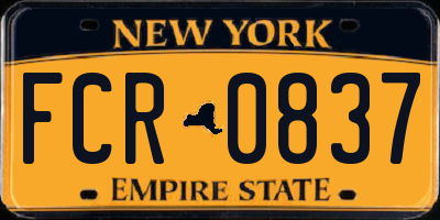 NY license plate FCR0837