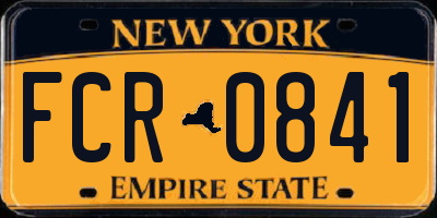 NY license plate FCR0841