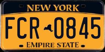 NY license plate FCR0845