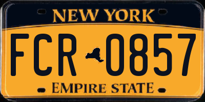 NY license plate FCR0857