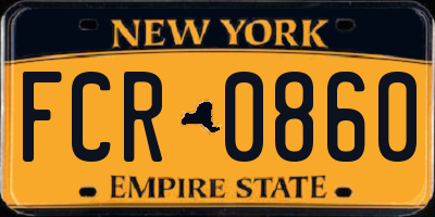 NY license plate FCR0860