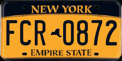 NY license plate FCR0872