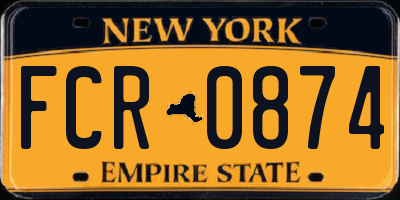 NY license plate FCR0874