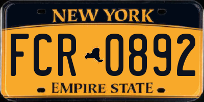 NY license plate FCR0892