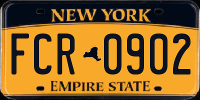 NY license plate FCR0902