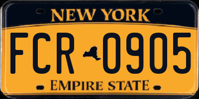 NY license plate FCR0905