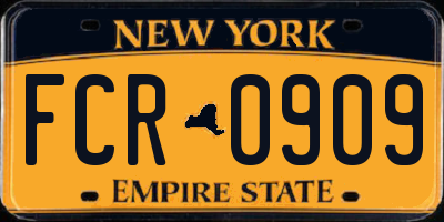 NY license plate FCR0909