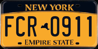 NY license plate FCR0911