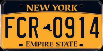 NY license plate FCR0914