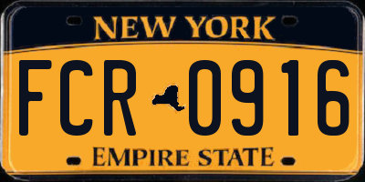 NY license plate FCR0916